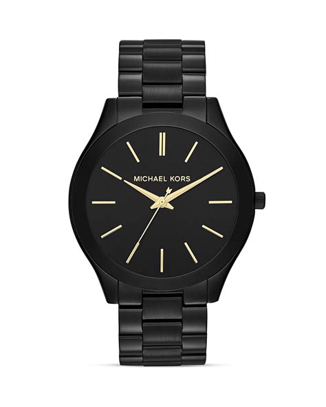 michael kors slim runway ladies watch black|Michael Kors black dial watch.